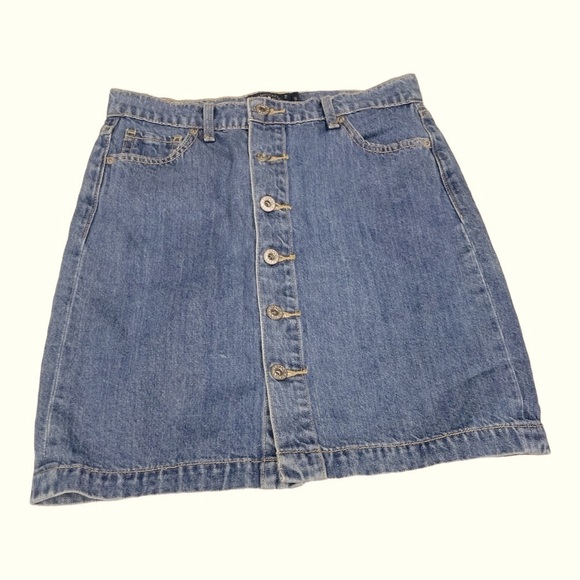 Lucky Brand Mini Vintage Inspired Button down, Pockets BTS Denim Skirt 4/ 27 Y2K - Picture 7 of 9